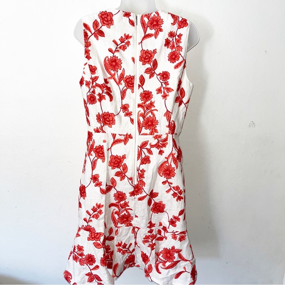 Rebecca Taylor Scarlett Floral Embellished Sleeveless Wrap Linen Dress Sz 6 - Picture 10 of 12